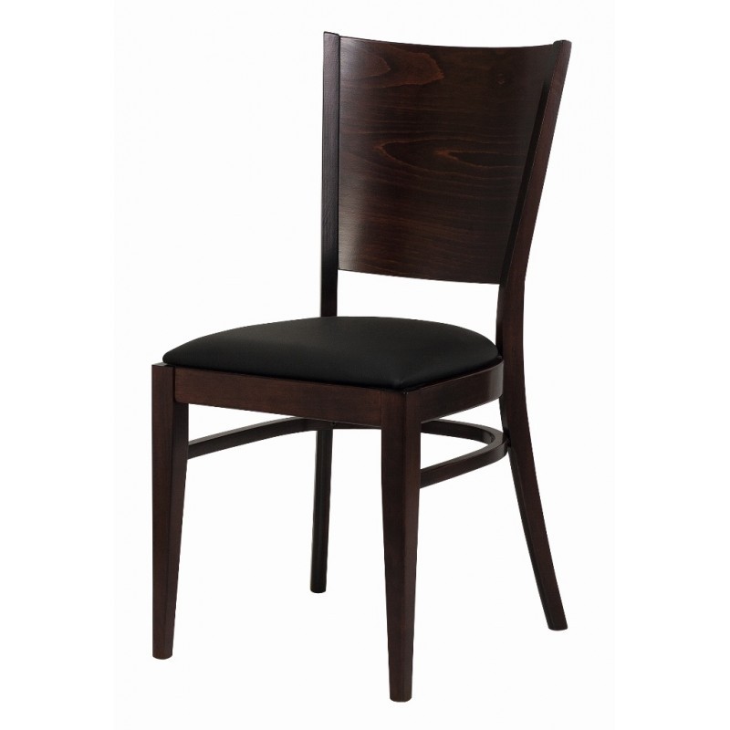 Chaise bistrot bois assise simili noir  GASTROMASTRO GROUP SAS