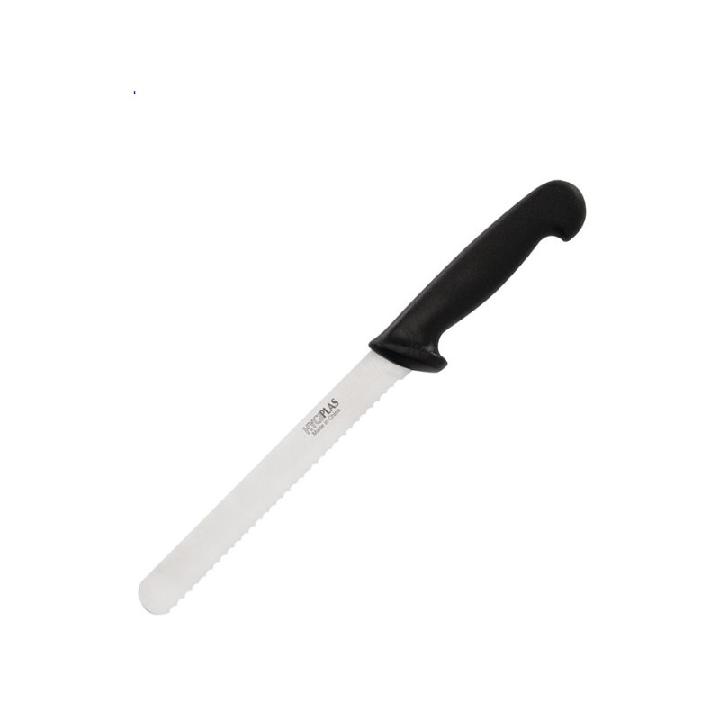 Lot de 12 couteaux inox à viande (L)215 mm, manche noir OLYMPIA