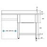 Plonge inox - AISI 304 - 1200 (L) x 700 (P) x 900 (H) mm - Avec égouttoir - 1 bac à gauche - Passage lave-vaisselle à droite