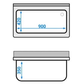 Plonge inox avec fond - 1000x600mm - 1 cuve